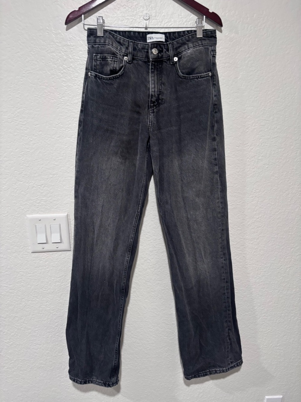 Zara Black High Rise Wide Leg Jeans Size 4 - Picture 2 of 7